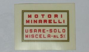 MOTORI MINARELLI decalcomanie adesivi decals stickers MISCELA SERBATOIO 5%