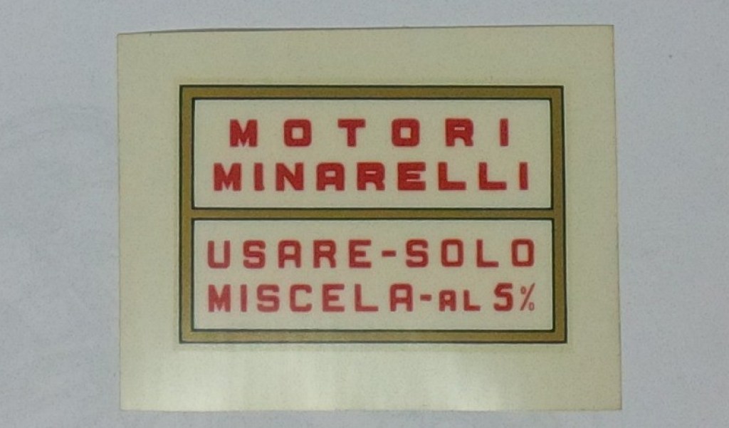 MOTORI MINARELLI decalcomanie adesivi decals stickers MISCELA SERBATOIO 5%