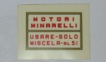 MOTORI MINARELLI decalcomanie adesivi decals stickers MISCELA SERBATOIO 5%