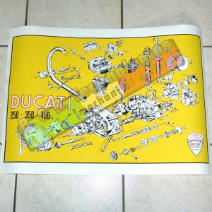 POSTER MANIFESTO SPACCATO MOTORE DUCATI 250 - 350 - 450 100 Cm X 70 Cm