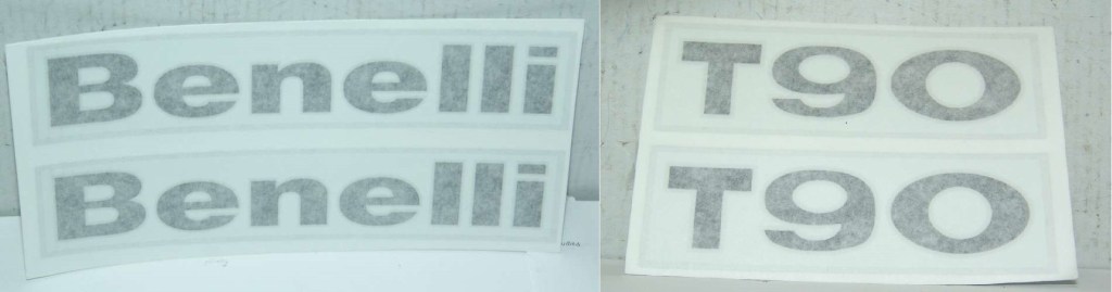 ADHESIVE ADESIVO BENELLI T90  ADESIVO SERBATOIO: 180 mm x 35 mm     ADESIVO FIANCHETTO: 108 mm x 38 mm