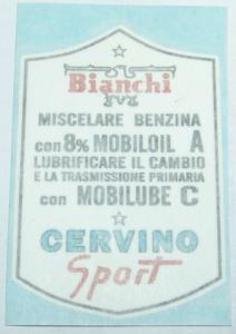 BIANCHI MISCELARE BENZINA CON 8 % MOBILOIL ADHESIVE adesivi stickers