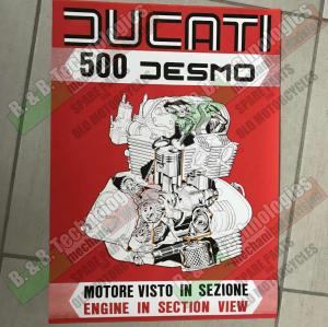 POSTER MANIFESTO della DUCATI 500 SPORT DESMO 70 Cm X 50 Cm