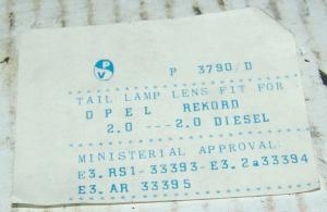 FANALE POSTERIORE DESTRO DX OPEL REKORD (E319)