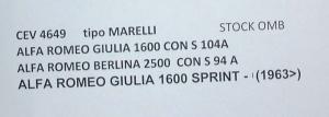 CONTATTI PUNTINE CONTACTS PINS ALFA ROMEO GIULIA 1600 CON S 104A CEV 4649 TIPO MARELLI