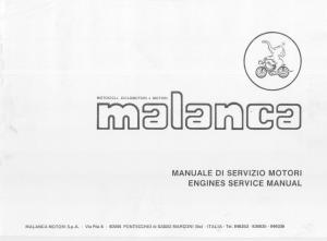 SERVICE MANUAL MANUALE DI SERVIZIO MOTORI MALANCA