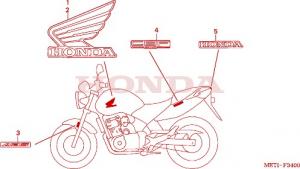 2 ADHESIVE ADESIVI SERBATOIO TANK HONDA CBF 500 2004 GRIGIO SCURO 17560MERD100